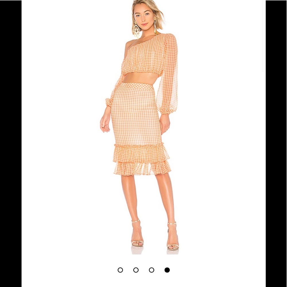 LPA Orange Gingham Skirt & Top Set